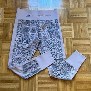 ADIDAS BY STELLA MCCARTNEY Light Blush Pink Snakeskin Print Leggings L